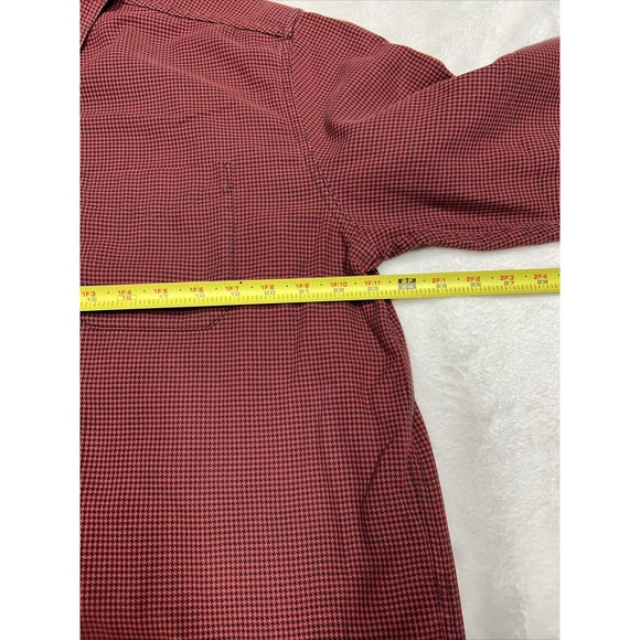 LL BEAN Flannel Button Down Shirt Mens Size Large L-REG Red & Black Houndstooth - Picture 9 of 12